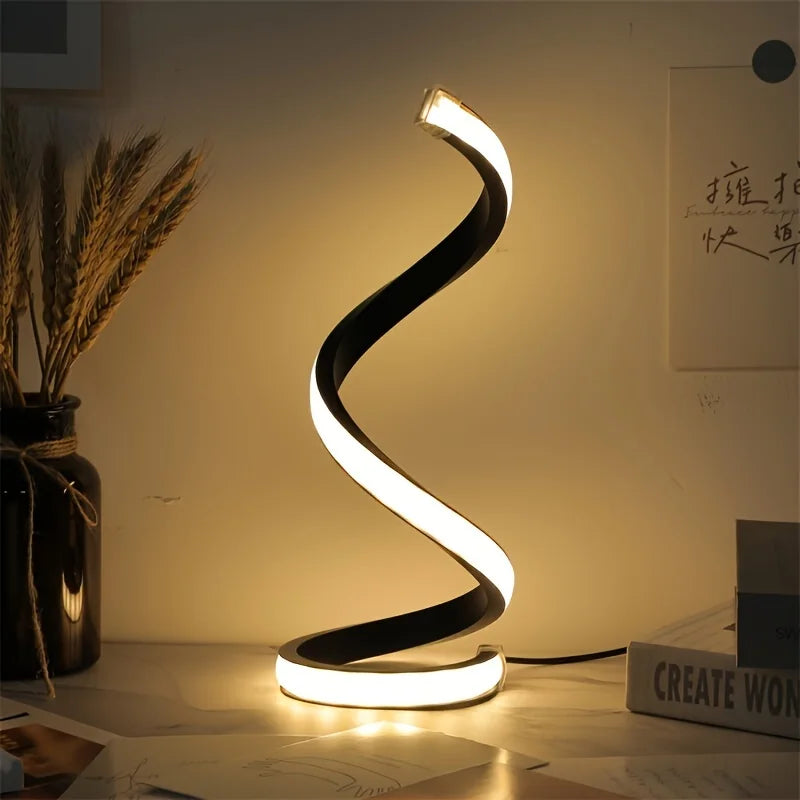 Modern LED Spiral Table Lamp with USB – Adjustable Brightness for Any Space