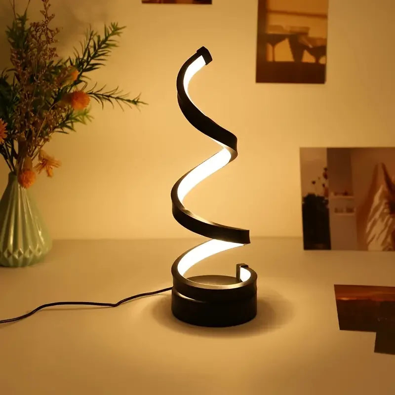 Modern LED Spiral Table Lamp with USB – Adjustable Brightness for Any Space