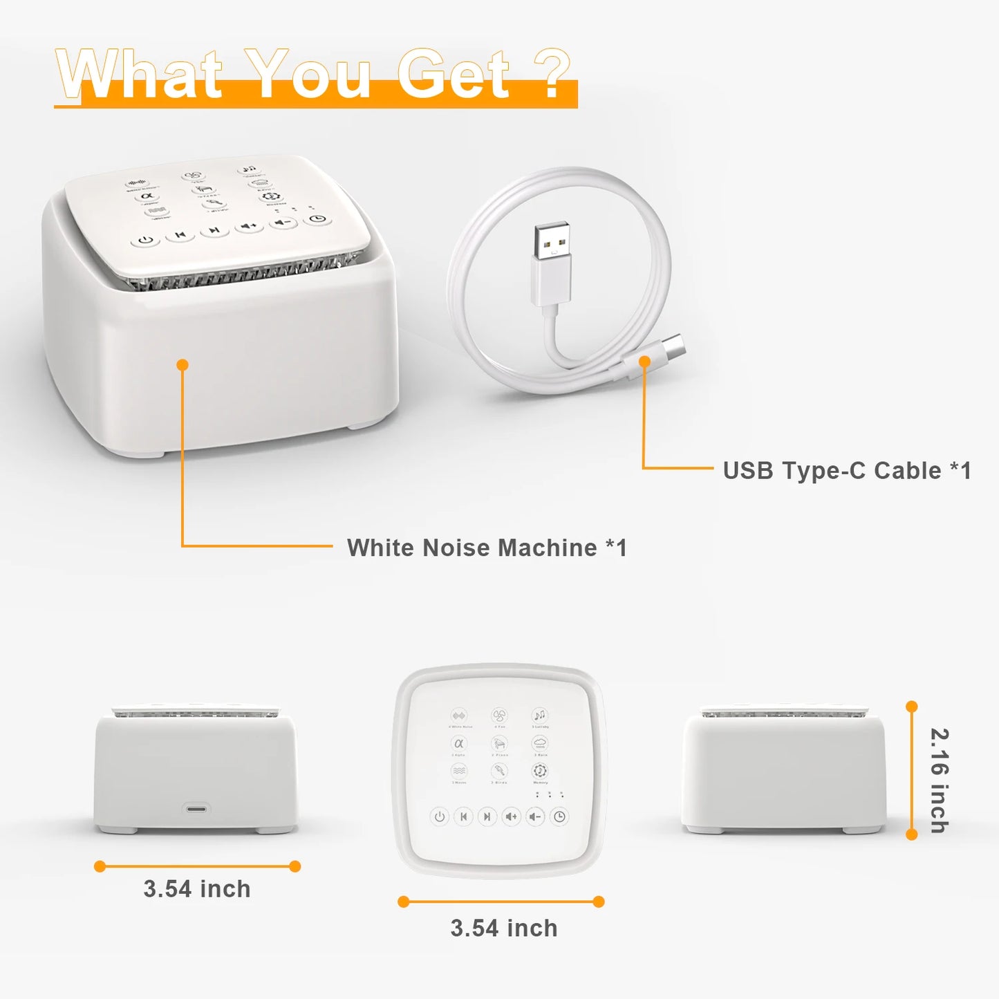 White Noise Machine with 30 Soothing Sounds & Warm Light – For Restful Sleep and Focus