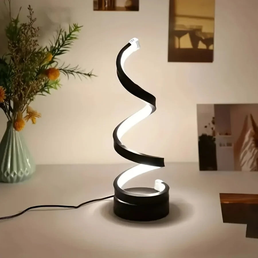 Modern LED Spiral Table Lamp with USB – Adjustable Brightness for Any Space