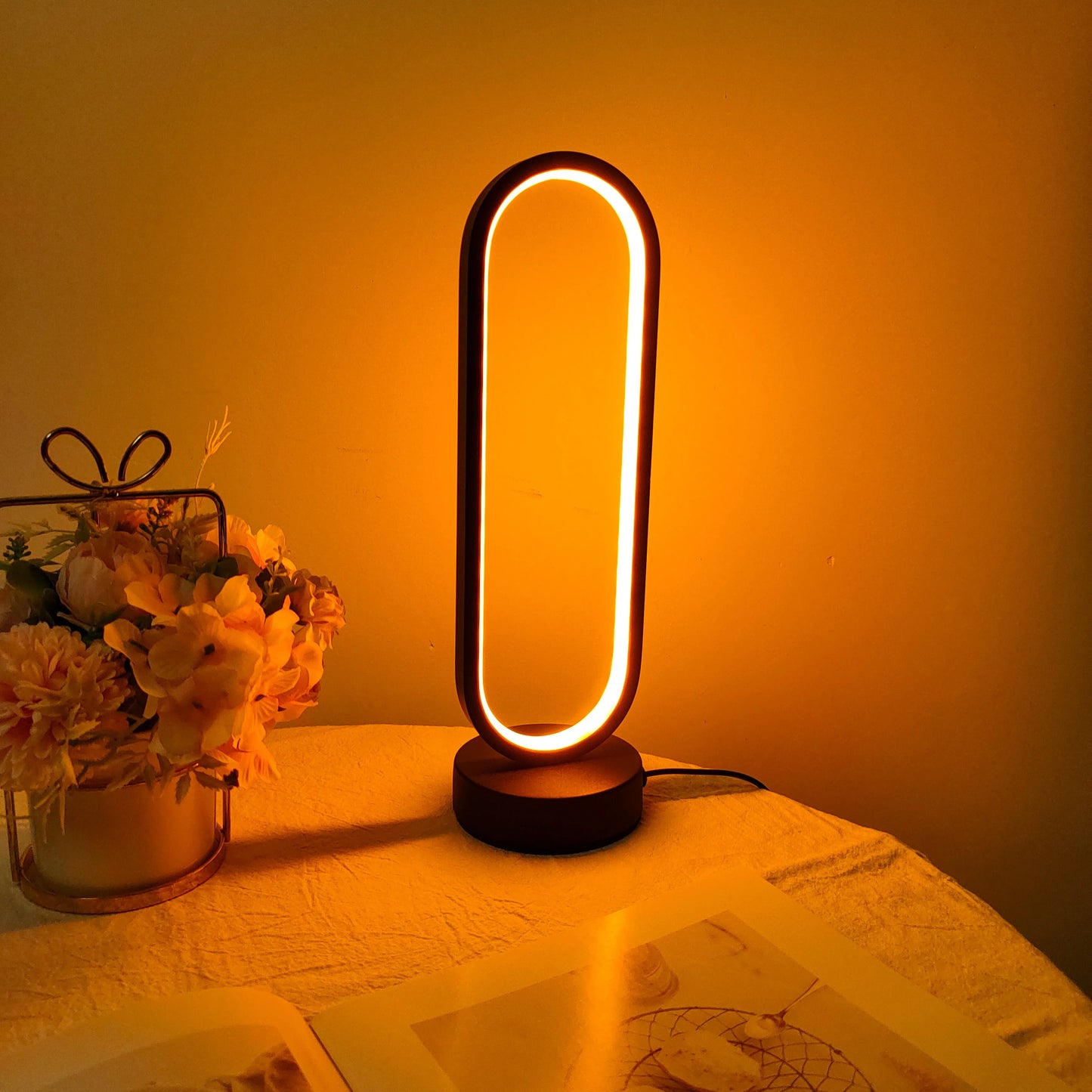 Ring LED Bedside Lamp – Three-Color Dimming Night Light