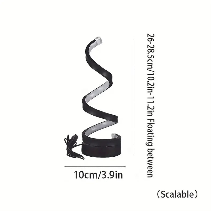 Modern LED Spiral Table Lamp with USB – Adjustable Brightness for Any Space