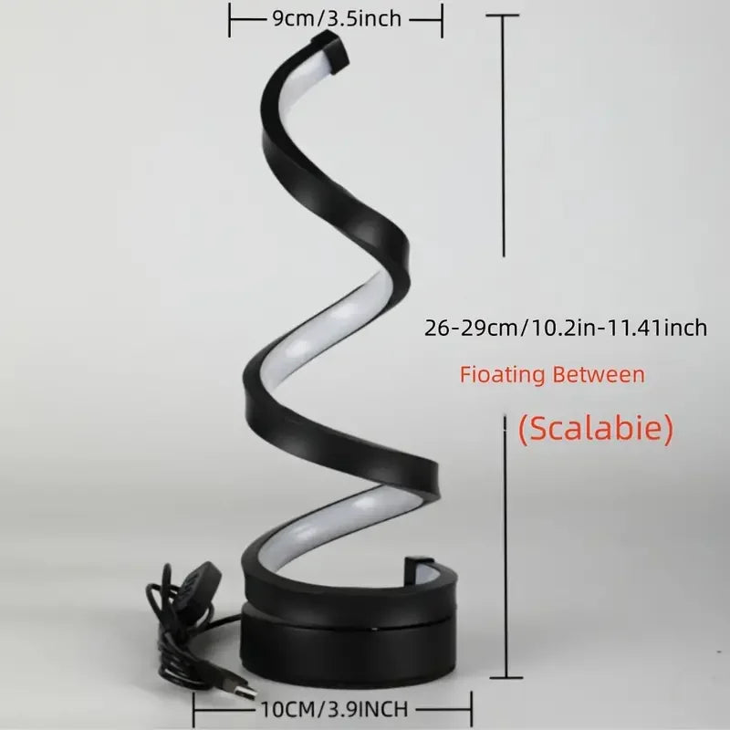Modern LED Spiral Table Lamp with USB – Adjustable Brightness for Any Space