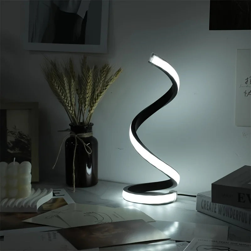 Modern LED Spiral Table Lamp with USB – Adjustable Brightness for Any Space