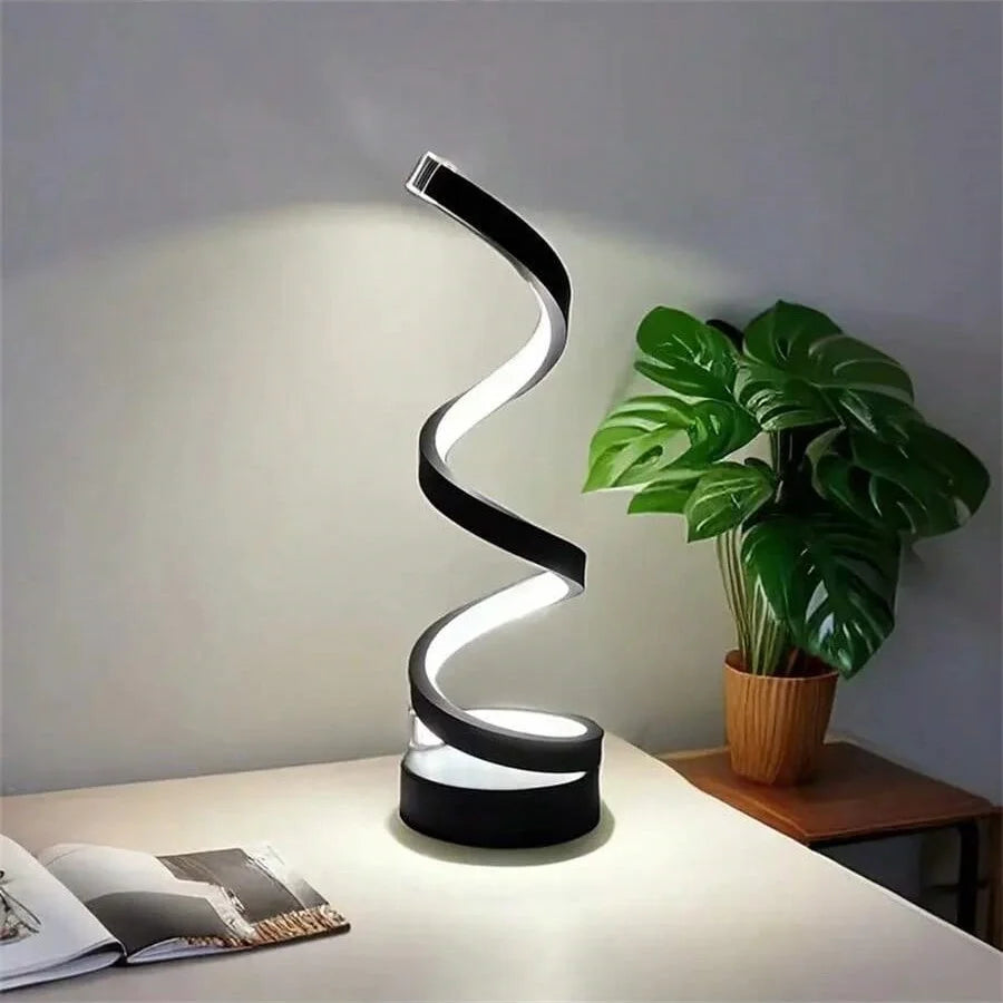 Modern LED Spiral Table Lamp with USB – Adjustable Brightness for Any Space