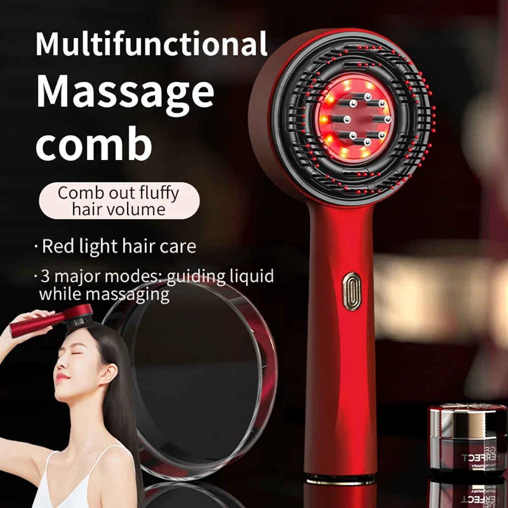 Electric Massage Comb with Vibration and Red Light Therapy for Hair Growth