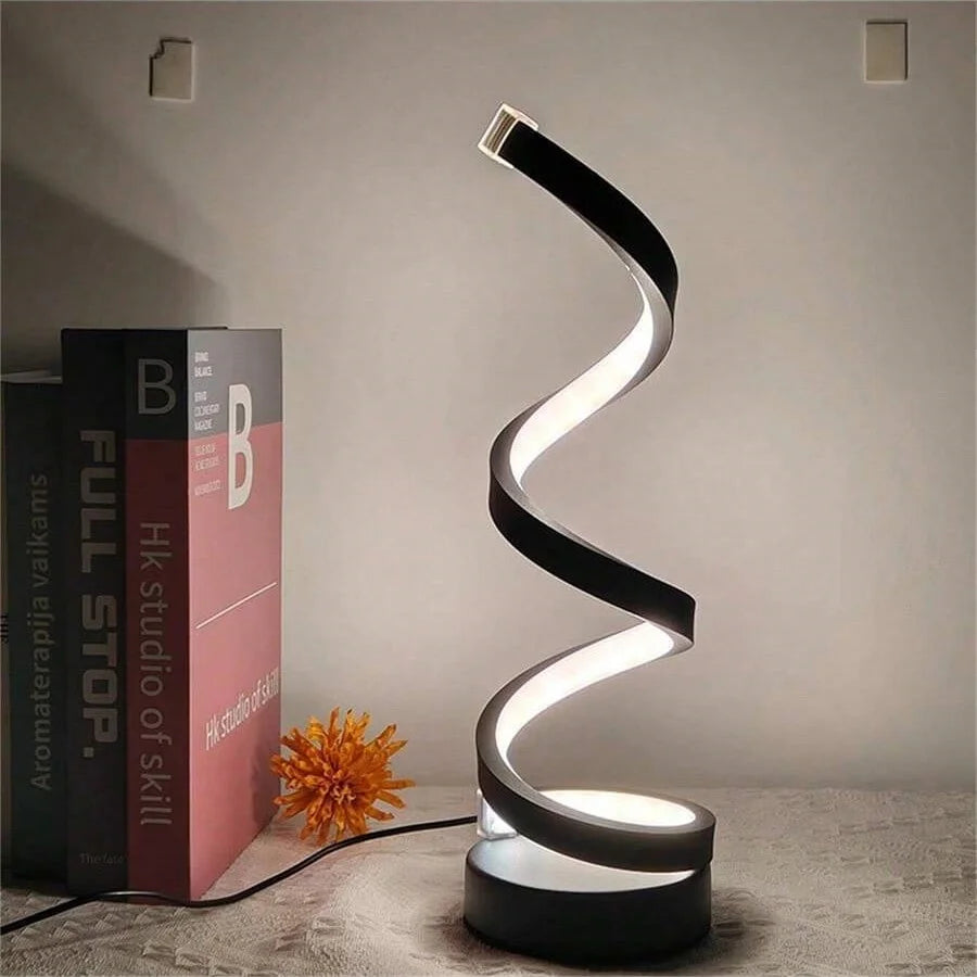 Modern LED Spiral Table Lamp with USB – Adjustable Brightness for Any Space