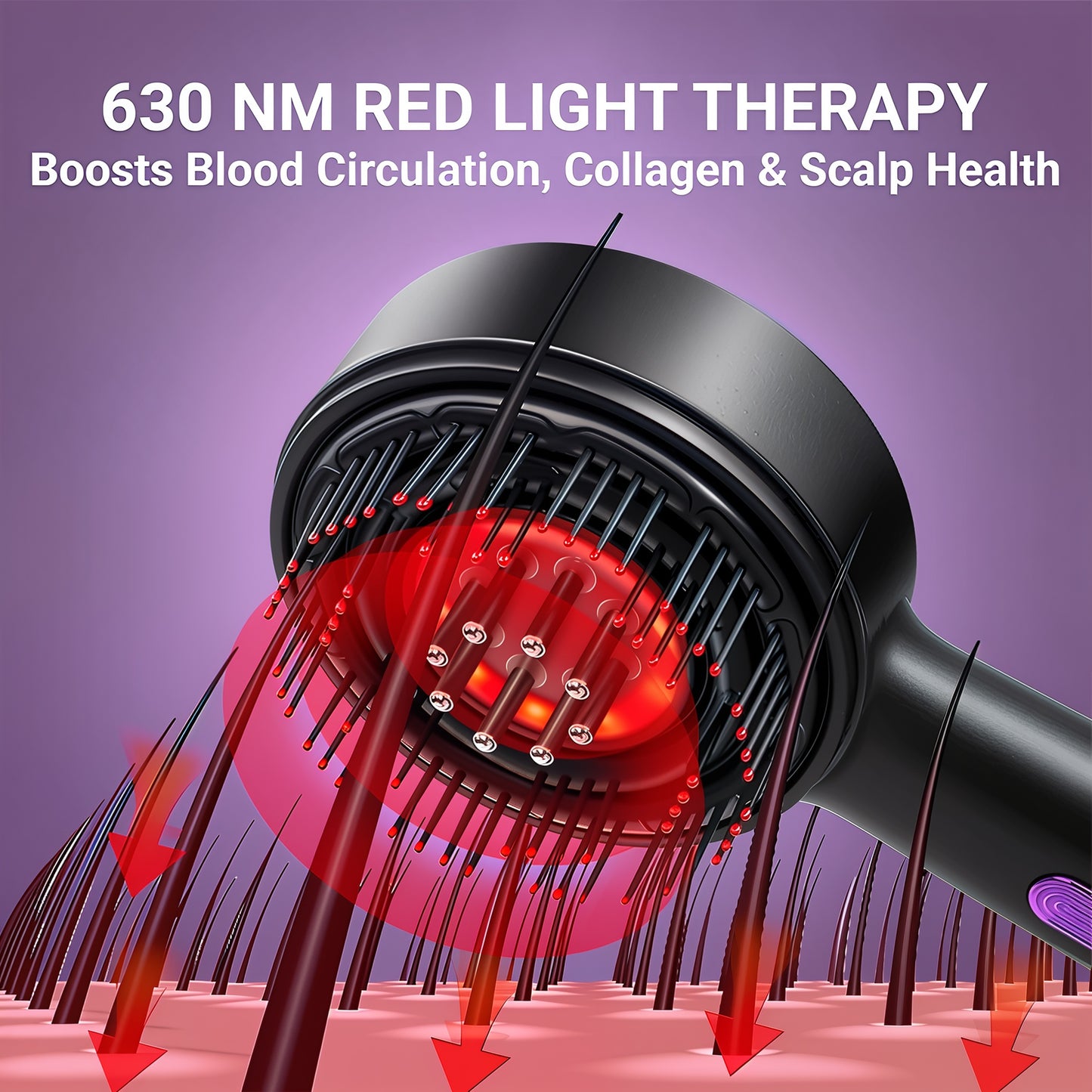 Electric Massage Comb with Vibration and Red Light Therapy for Hair Growth