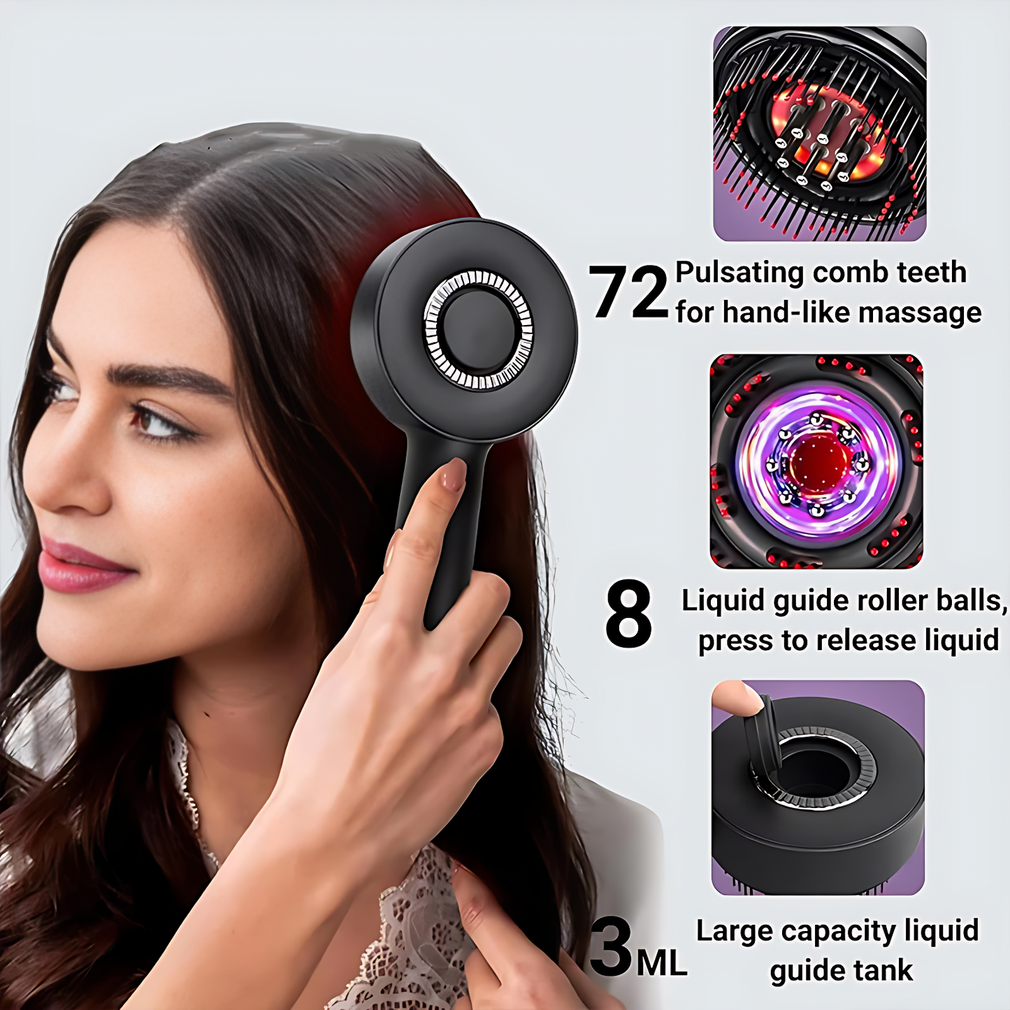 Electric Massage Comb with Vibration and Red Light Therapy for Hair Growth