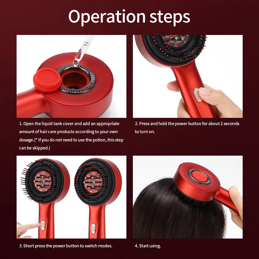Electric Massage Comb with Vibration and Red Light Therapy for Hair Growth