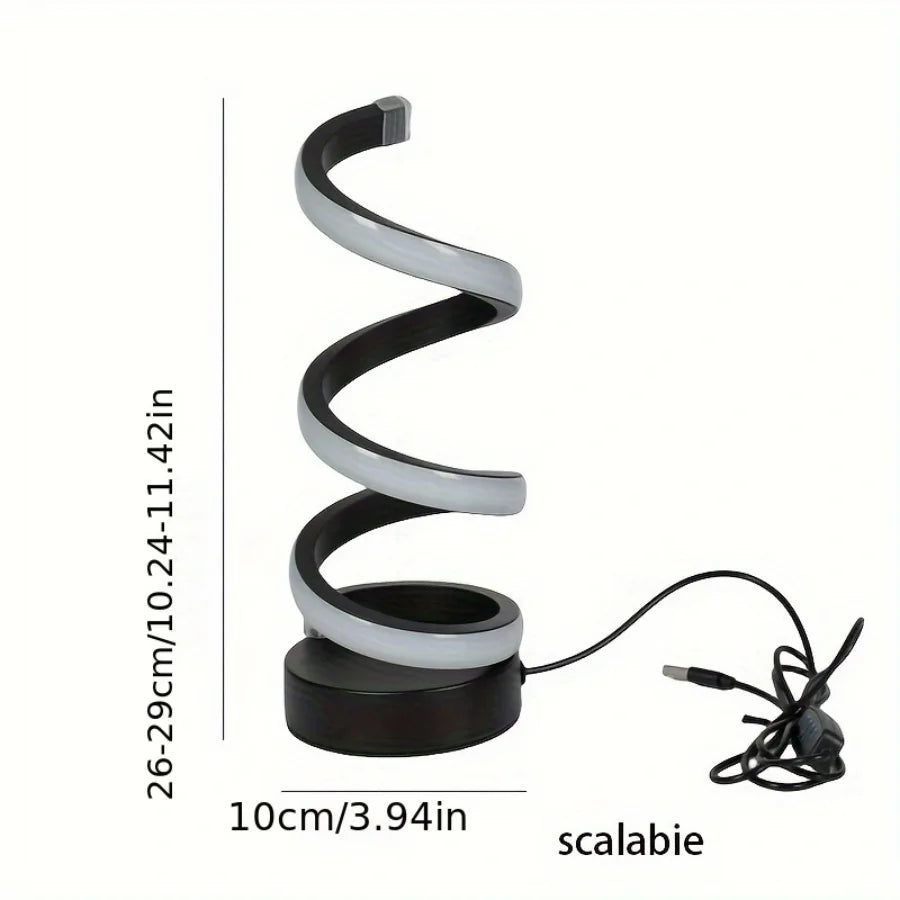 Modern LED Spiral Table Lamp with USB – Adjustable Brightness for Any Space