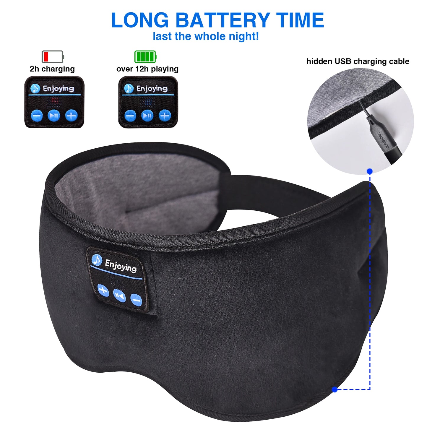 Bluetooth 5.3 Eye Mask Headphones – Sleep Better with Music