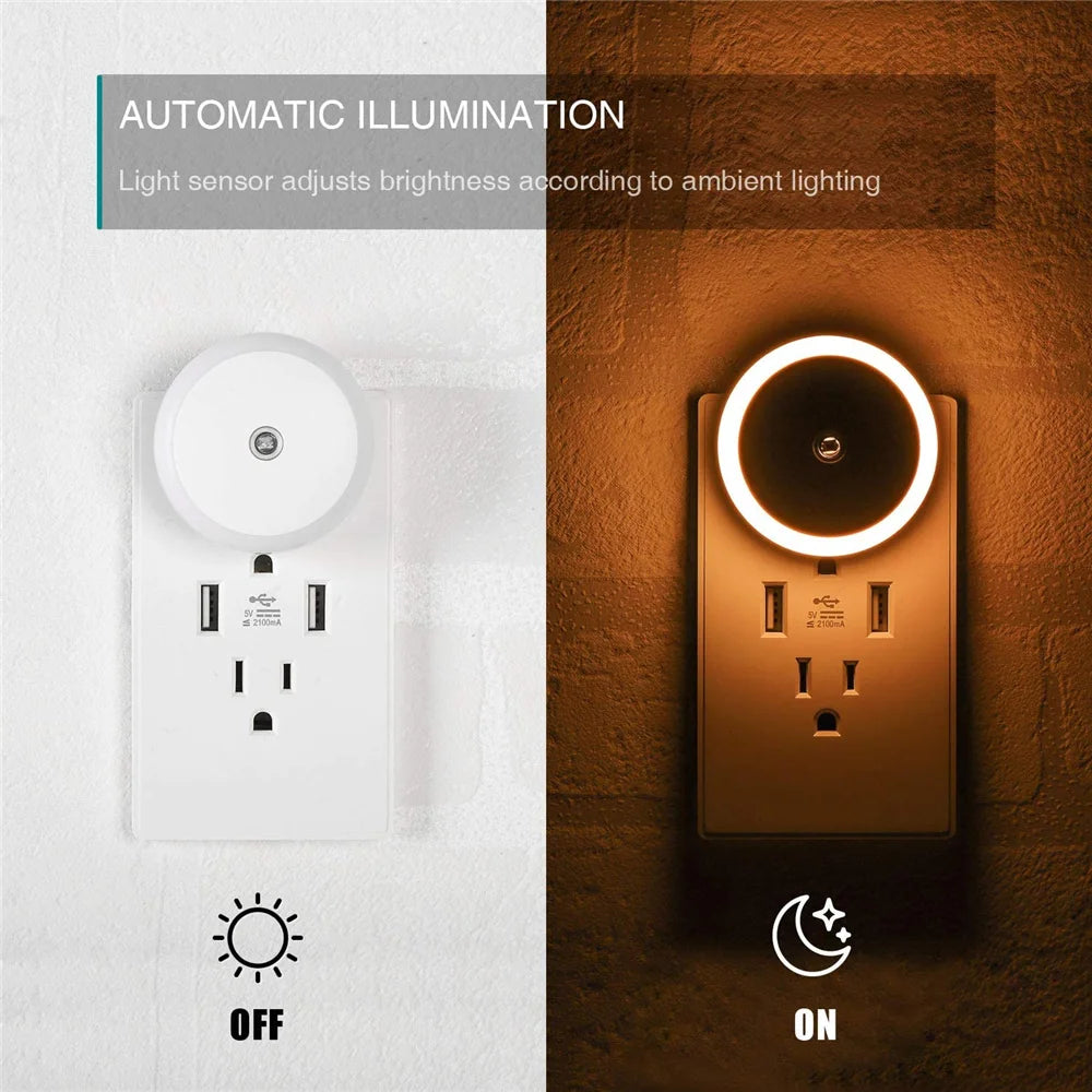 Smart LED Night Light with Amber Glow – Eye-Friendly and Energy Efficient