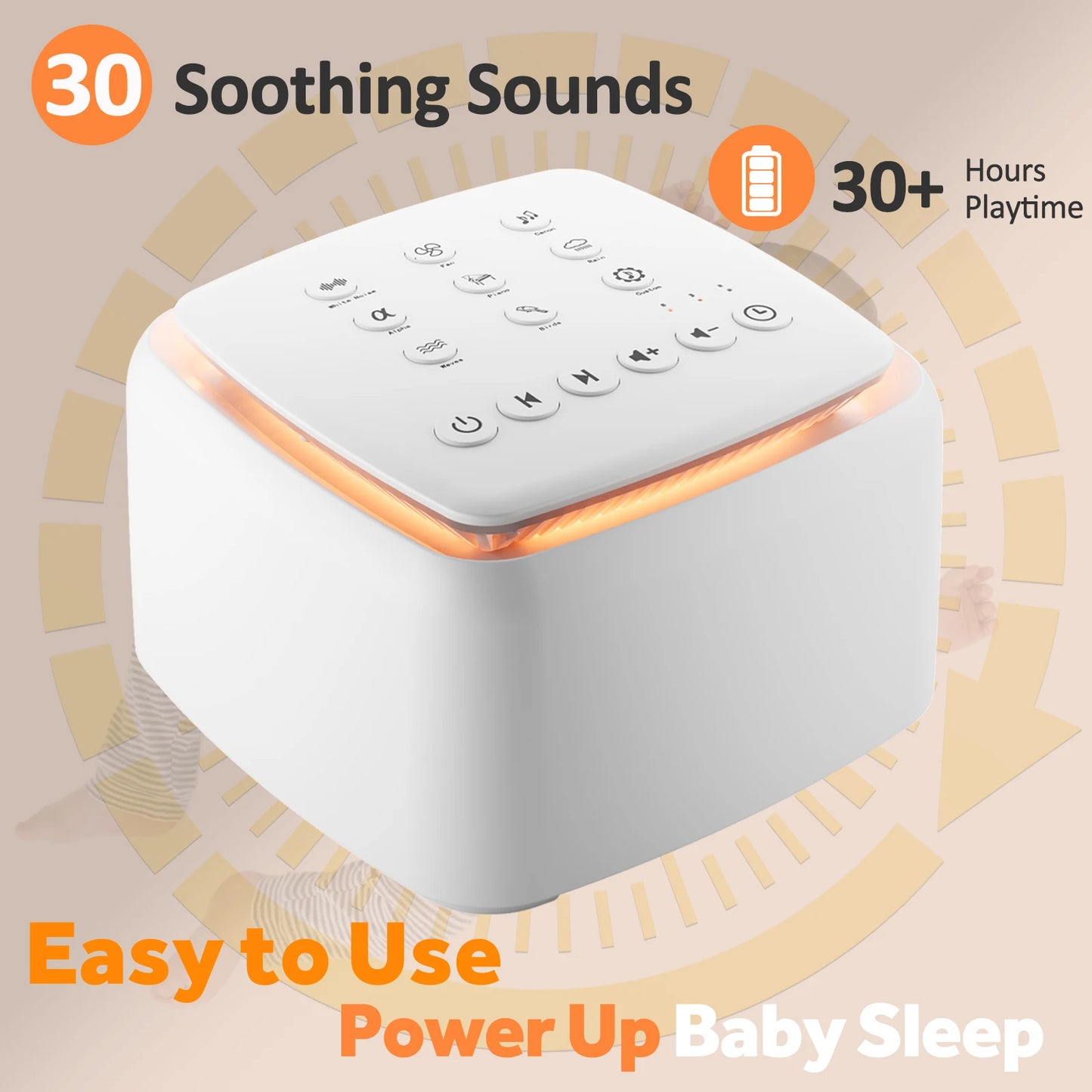 White Noise Machine with 30 Soothing Sounds & Warm Light – For Restful Sleep and Focus