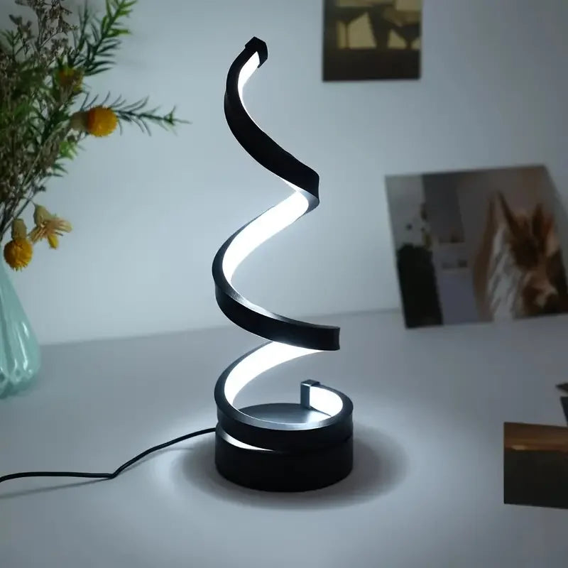 Modern LED Spiral Table Lamp with USB – Adjustable Brightness for Any Space