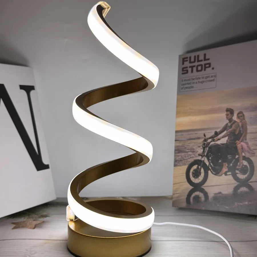 Modern LED Spiral Table Lamp with USB – Adjustable Brightness for Any Space