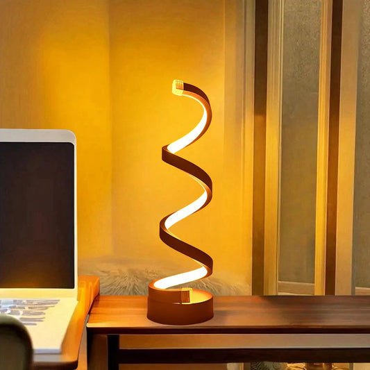 Modern LED Spiral Table Lamp with USB – Adjustable Brightness for Any Space