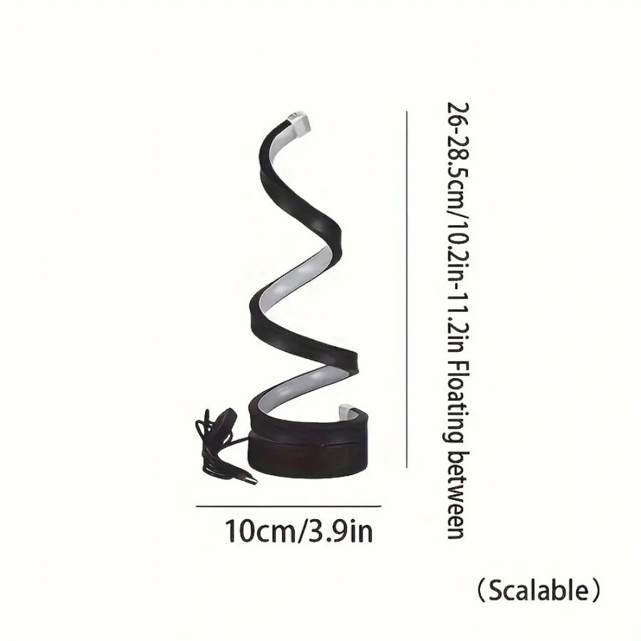 Modern LED Spiral Table Lamp with USB – Adjustable Brightness for Any Space