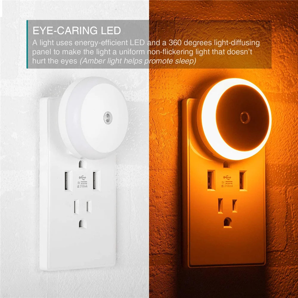 Smart LED Night Light with Amber Glow – Eye-Friendly and Energy Efficient