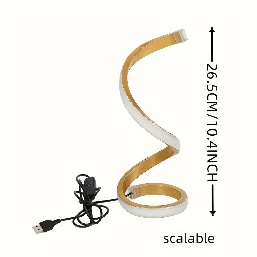 Modern LED Spiral Table Lamp with USB – Adjustable Brightness for Any Space